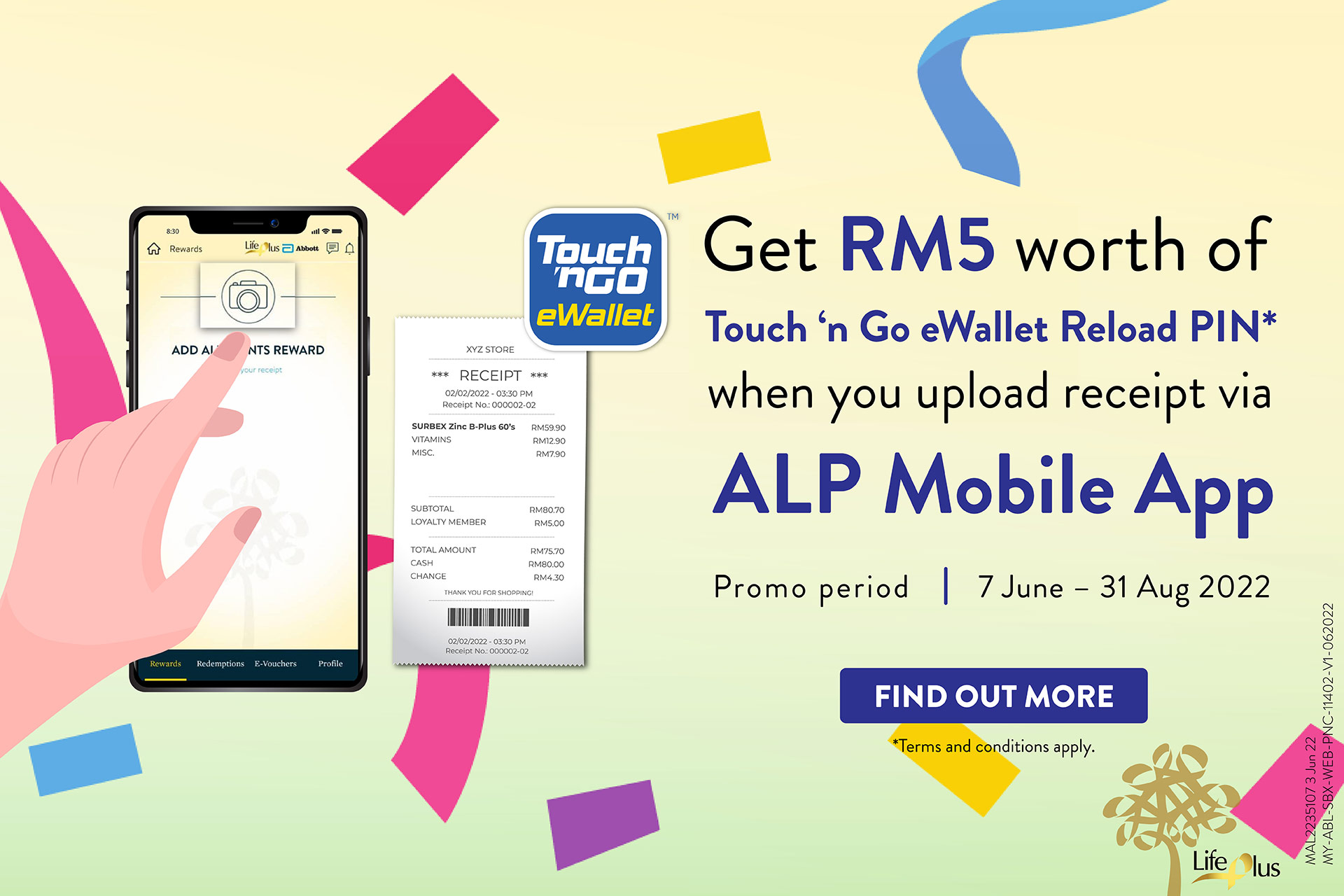 Upload receipt via Mobile App get RM5 TNG
